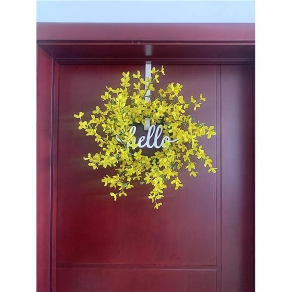 20 Inch Yellow Forsythia Wreath Spring Front Door Wreath Flower Farmhouse - Picture 5 of 5